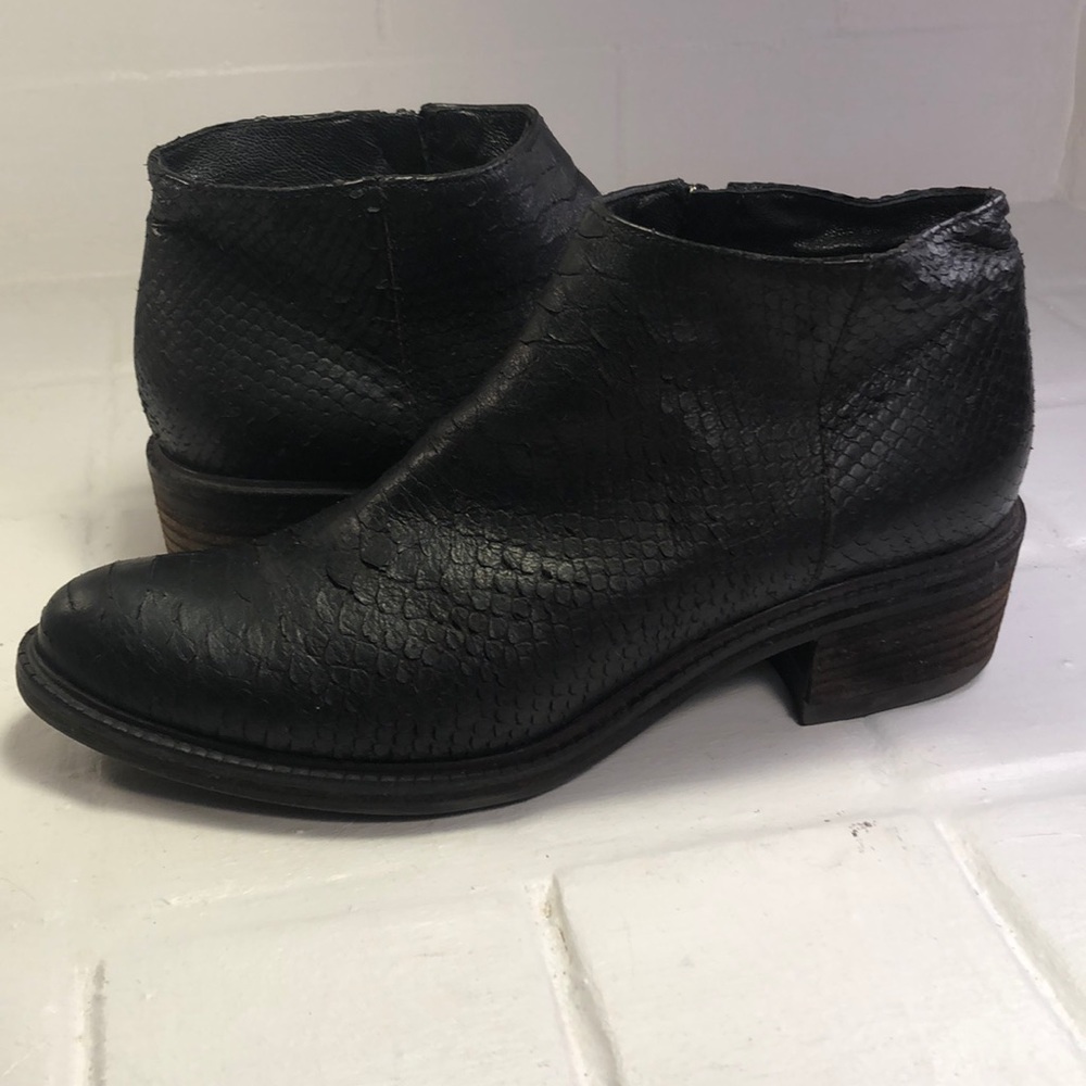 Vic Matie Black Leather Snakeskin Print Boots